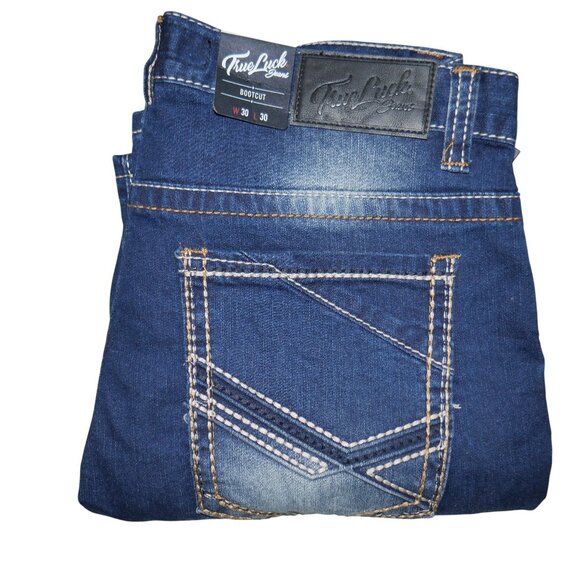 True Luck Men's Bootcut Jeans Size 30x30 Embroidered Stitched Medium Wash BKE - Picture 9 of 9